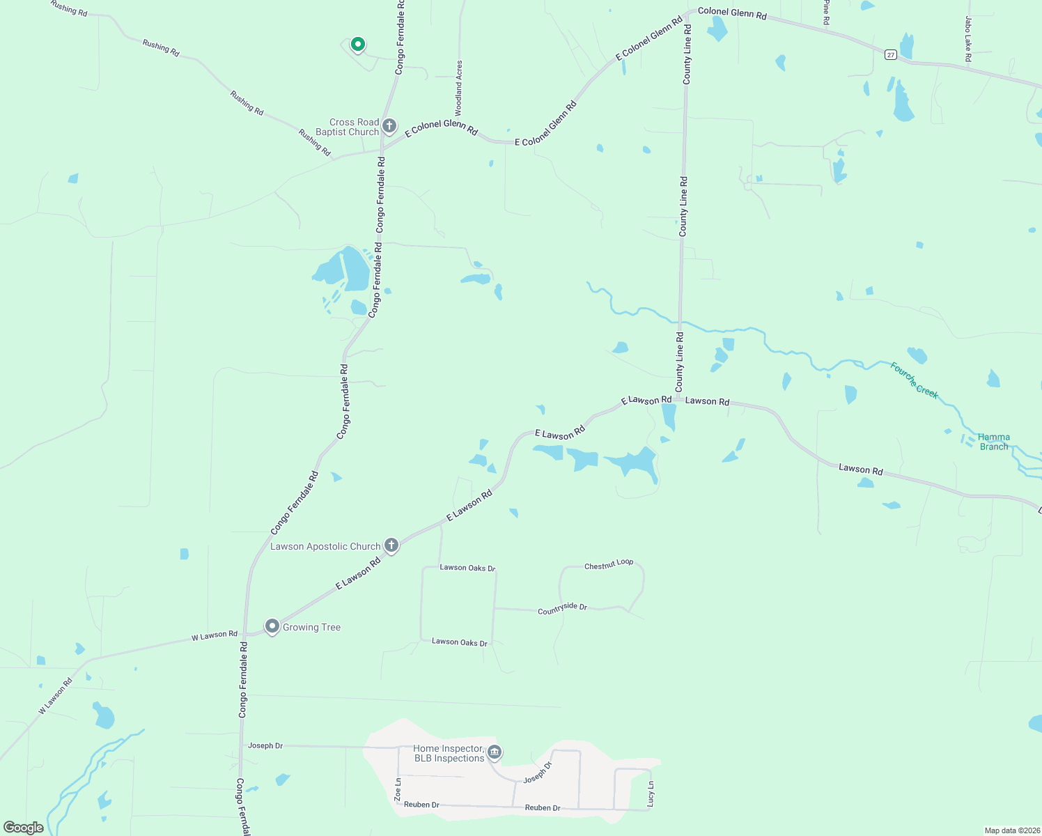 map of restaurants, bars, coffee shops, grocery stores, and more near 1516 East Lawson Road in Little Rock