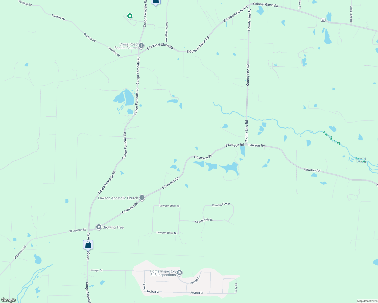 map of restaurants, bars, coffee shops, grocery stores, and more near 1516 East Lawson Road in Little Rock