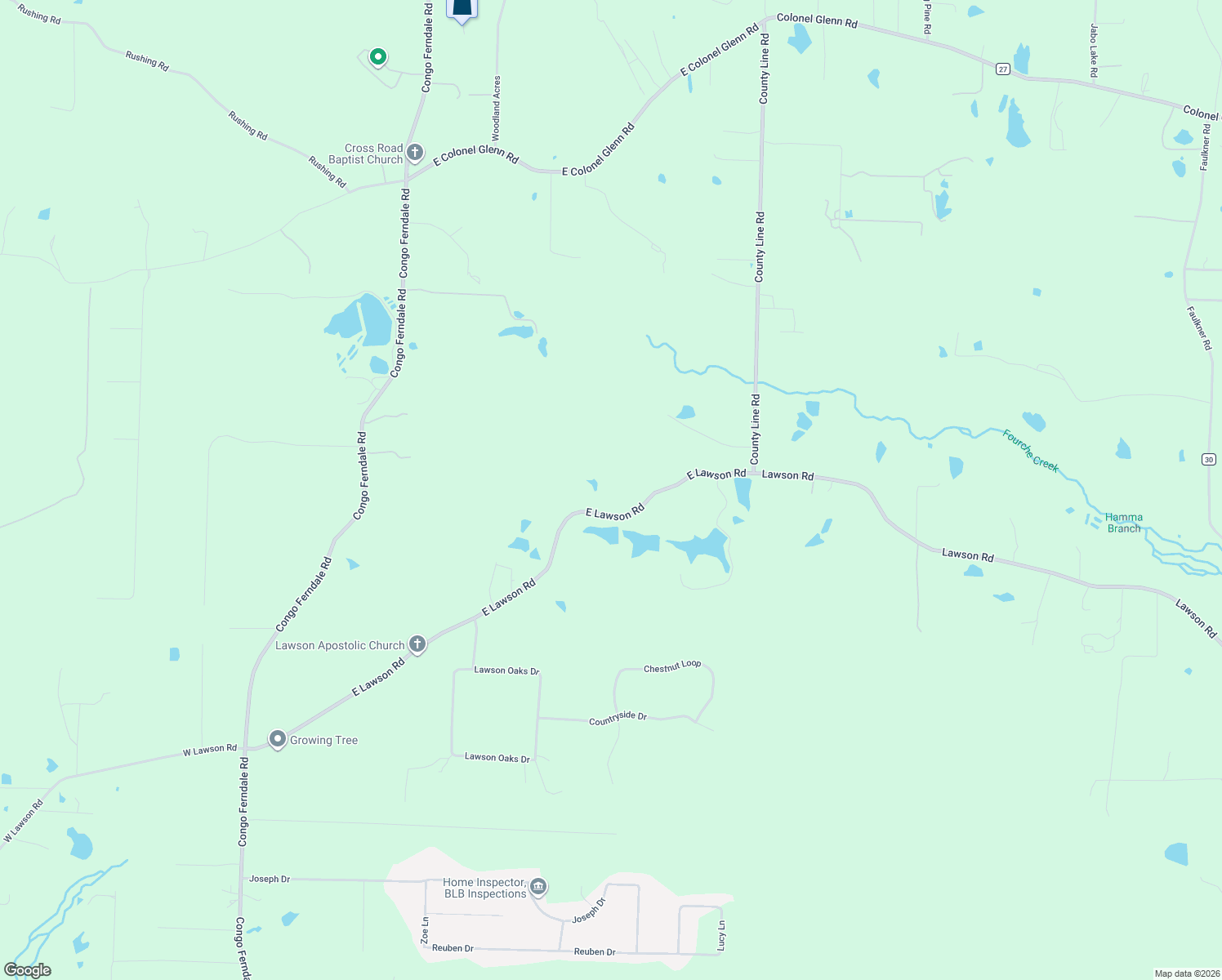 map of restaurants, bars, coffee shops, grocery stores, and more near 1850 East Lawson Road in Little Rock