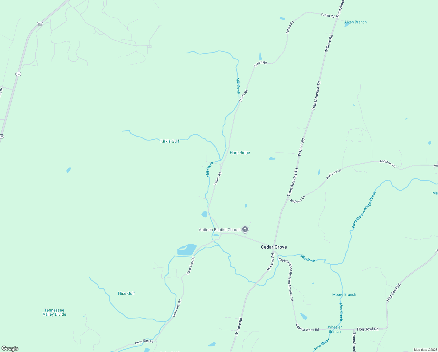 map of restaurants, bars, coffee shops, grocery stores, and more near 1902 Tatum Road in Chickamauga