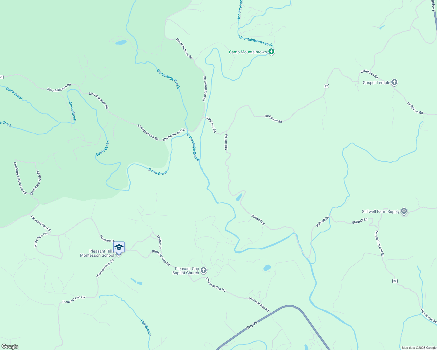 map of restaurants, bars, coffee shops, grocery stores, and more near 1167-2209 Stillwell Road in Ellijay