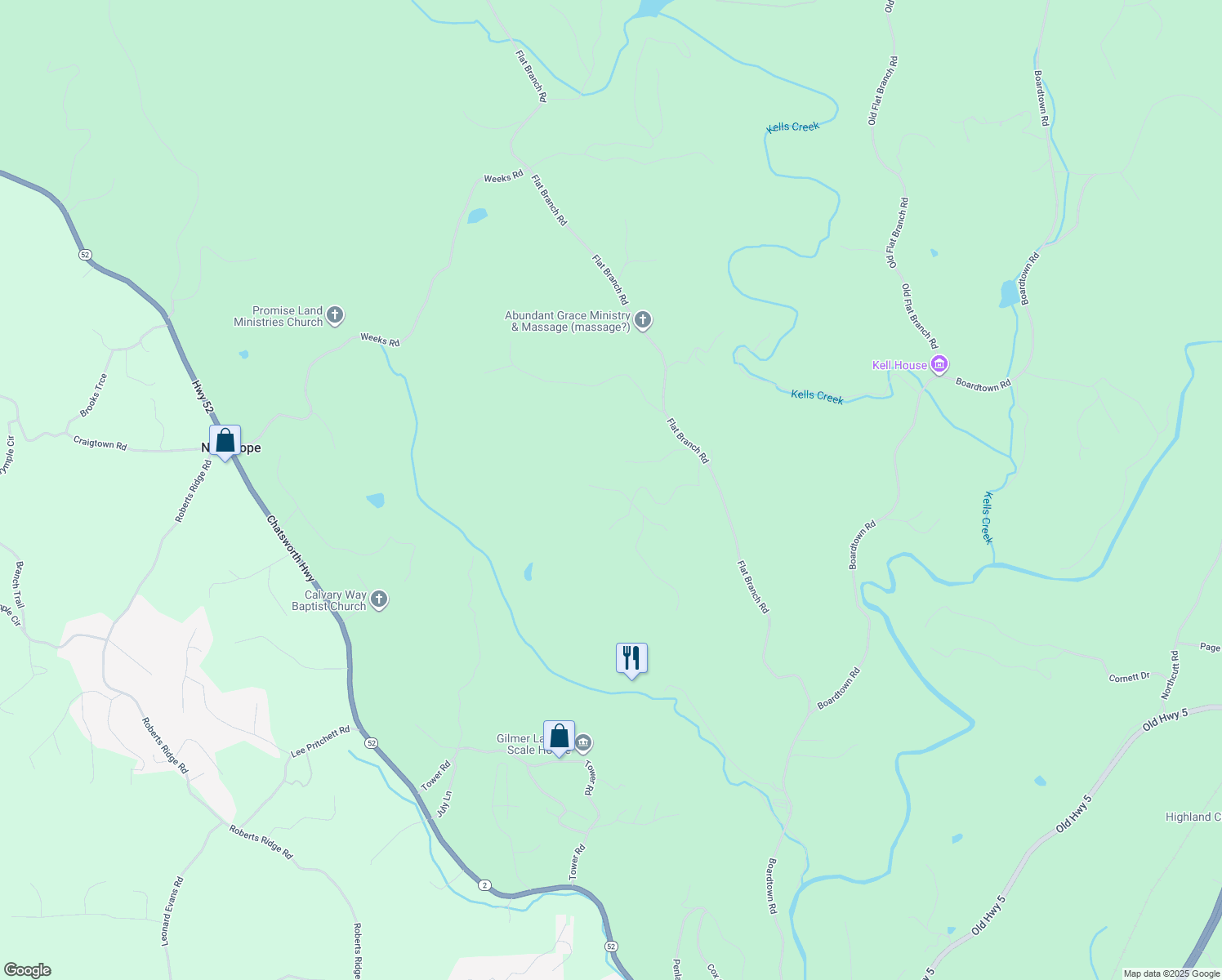 map of restaurants, bars, coffee shops, grocery stores, and more near Westview Drive in Gilmer County