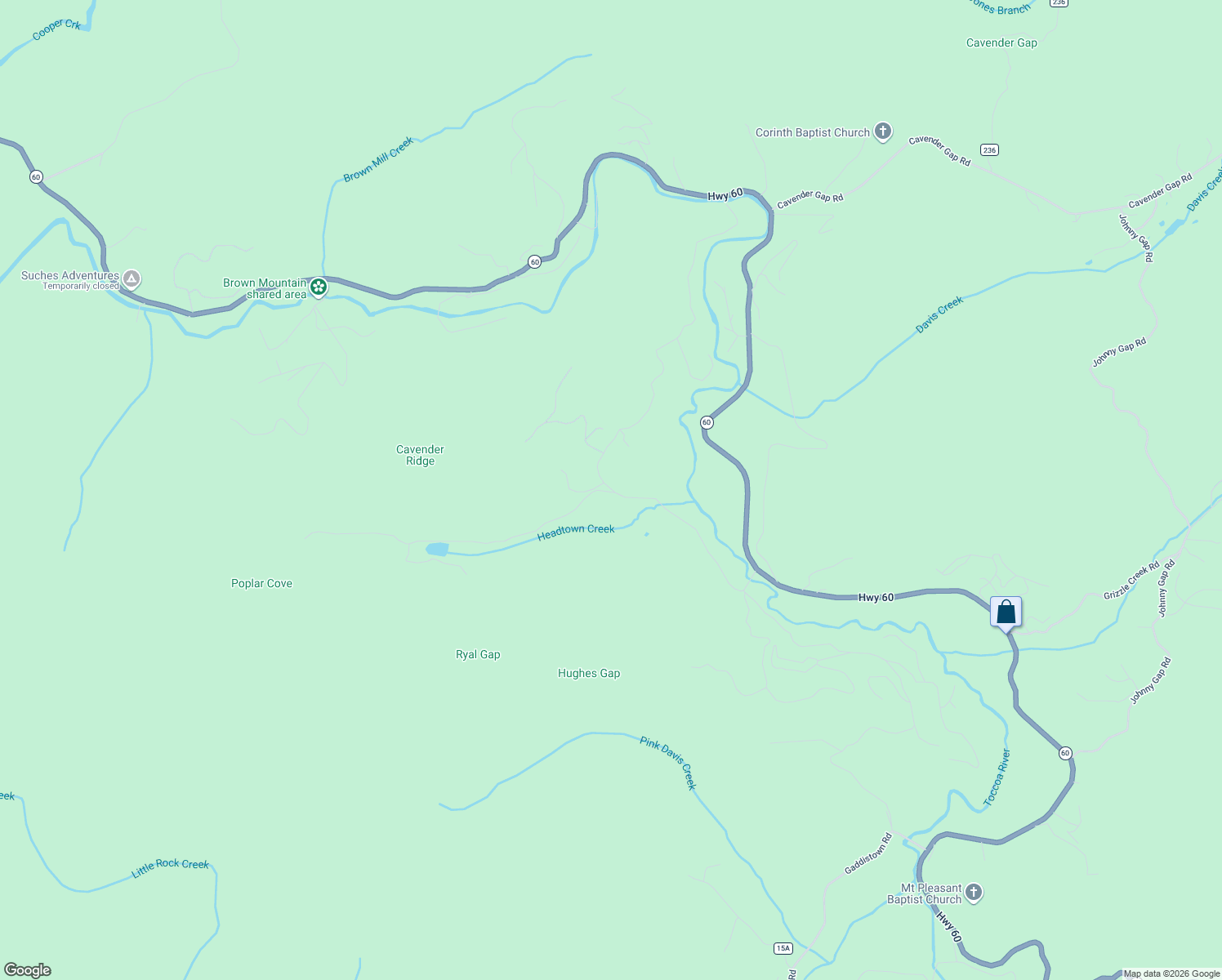 map of restaurants, bars, coffee shops, grocery stores, and more near 49 Poplar Cove Road in Suches