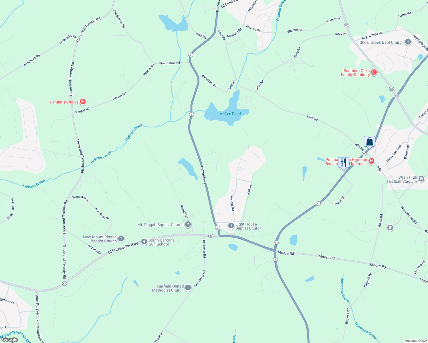 map of restaurants, bars, coffee shops, grocery stores, and more near 108 C-2-117D in Easley