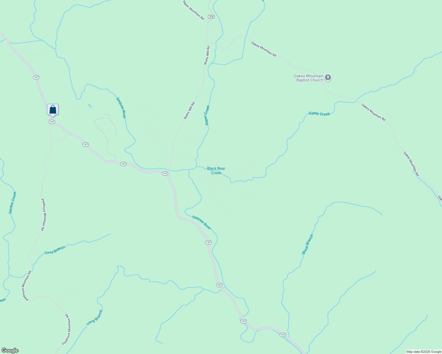 map of restaurants, bars, coffee shops, grocery stores, and more near 155 Creek Side Court in Clarkesville