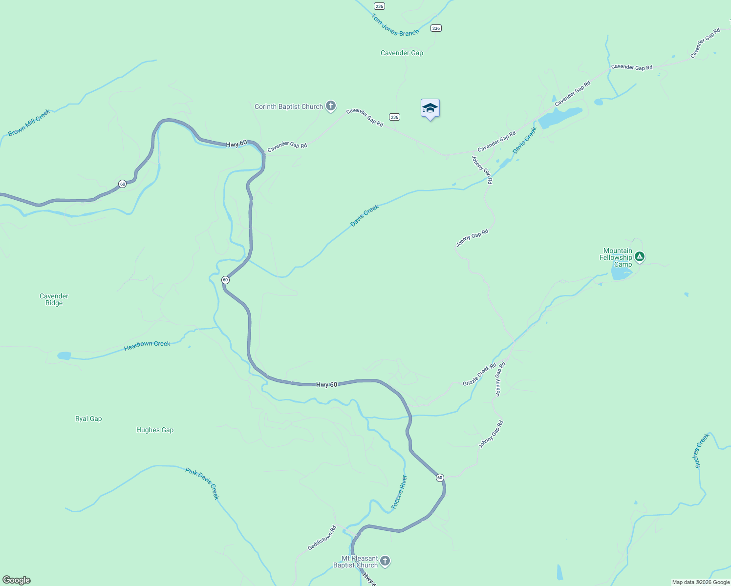 map of restaurants, bars, coffee shops, grocery stores, and more near 10207 Harkins Circle in Suches