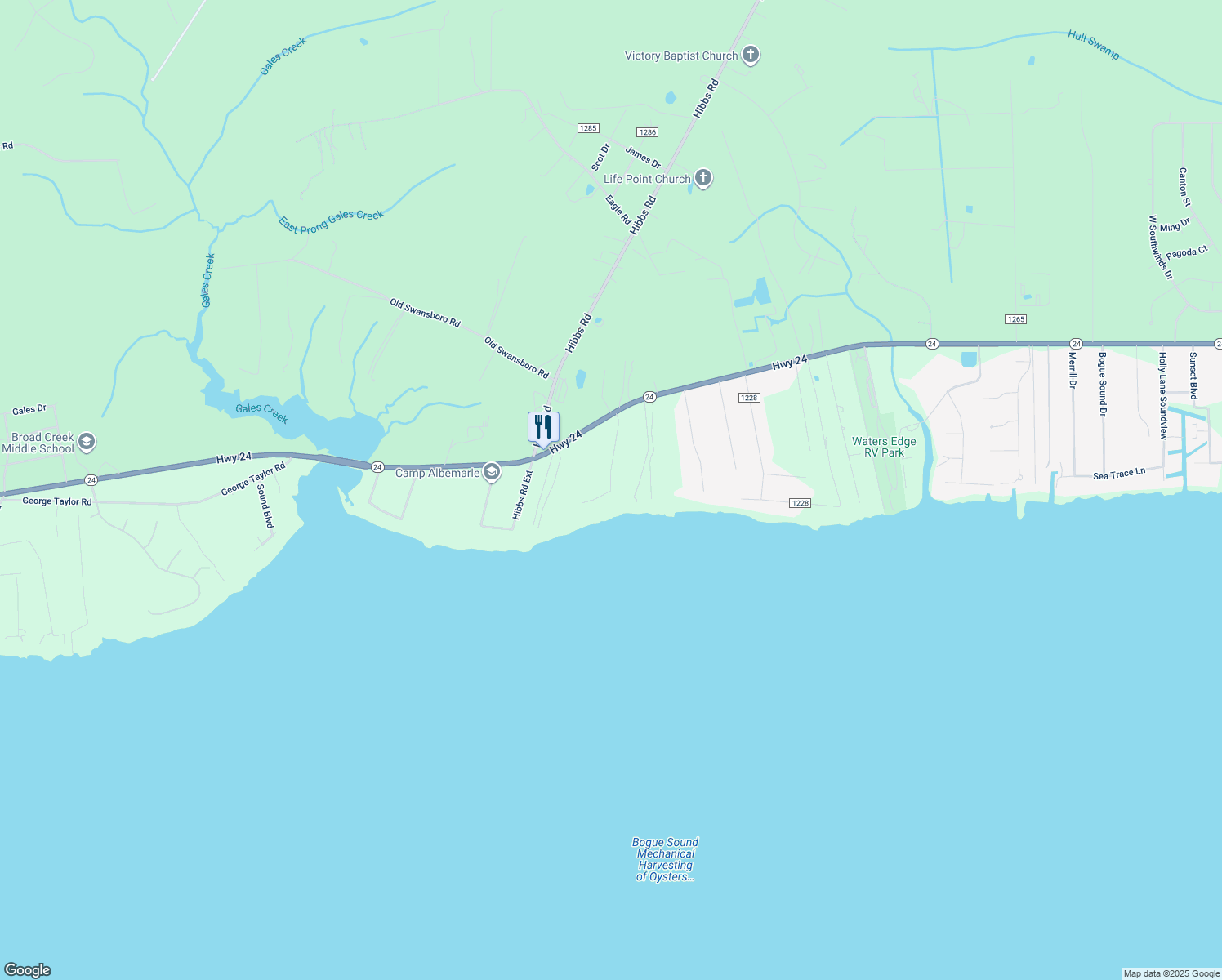 map of restaurants, bars, coffee shops, grocery stores, and more near 243 Deep Bay Dr in Newport