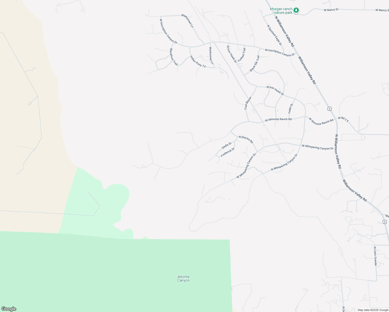 map of restaurants, bars, coffee shops, grocery stores, and more near 6335 West Almosta Ranch Road in Prescott