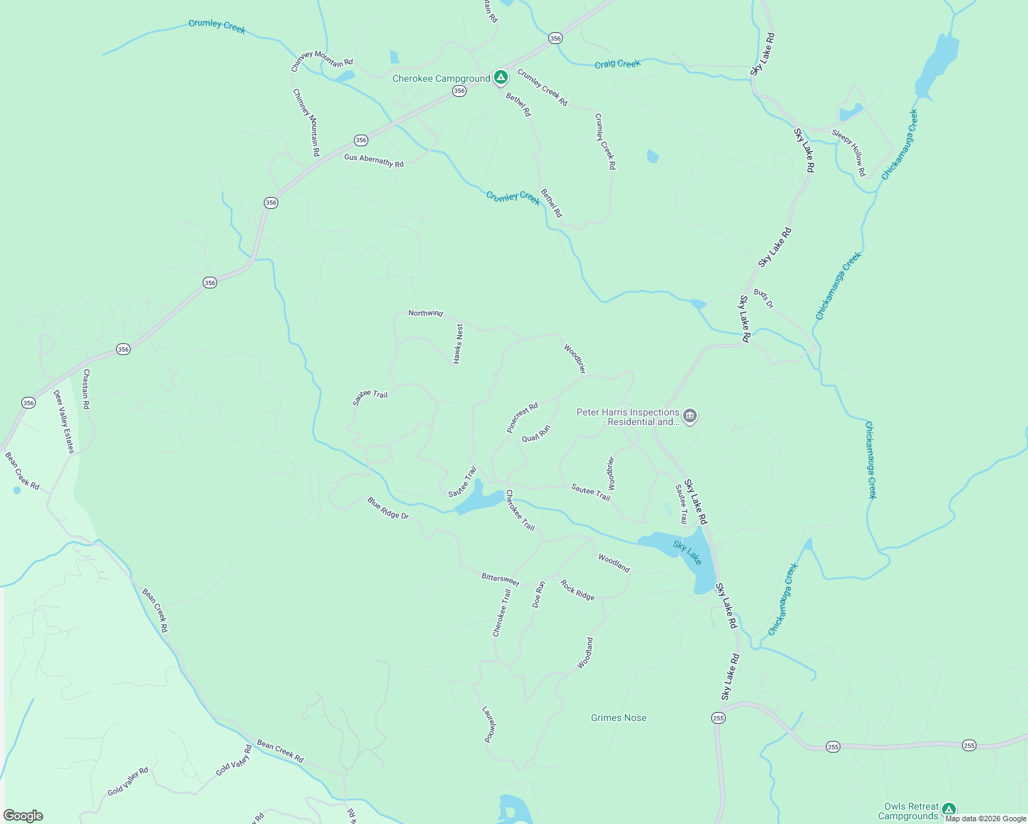 map of restaurants, bars, coffee shops, grocery stores, and more near 277 Pinecrest Road in Sautee Nacoochee
