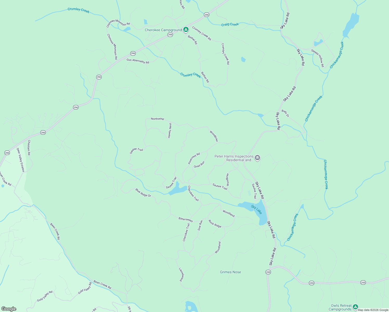 map of restaurants, bars, coffee shops, grocery stores, and more near 189 Pinecrest Road in Sautee Nacoochee