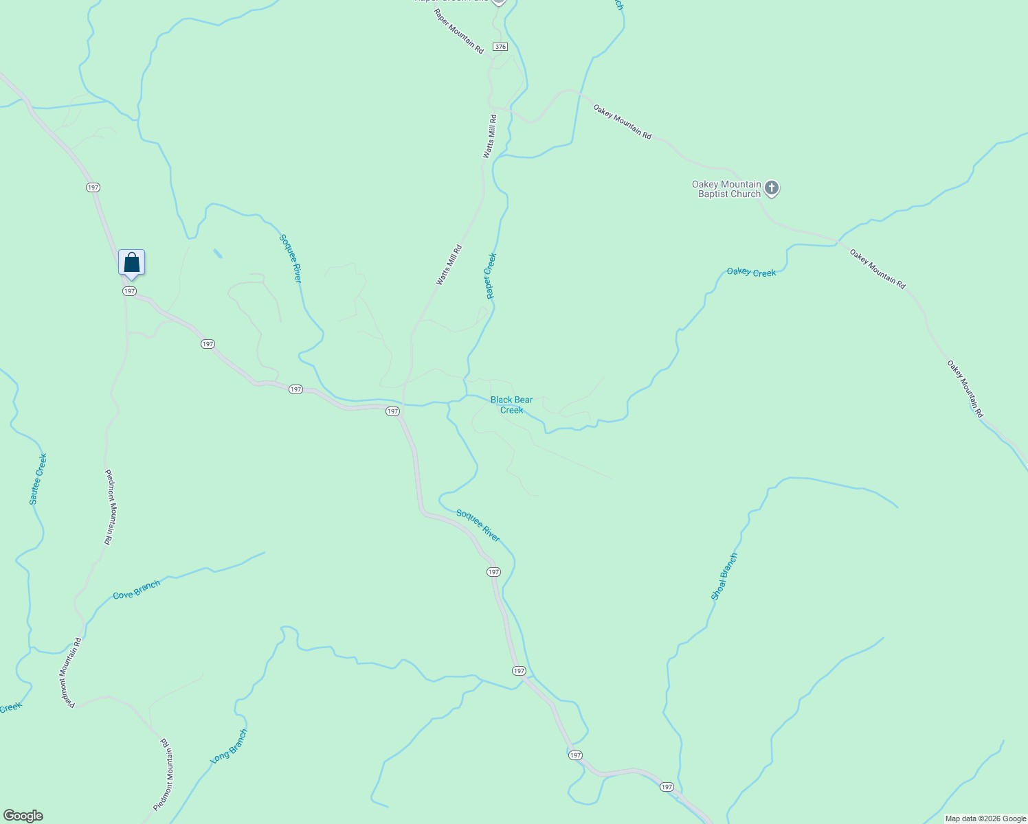 map of restaurants, bars, coffee shops, grocery stores, and more near 155 Creek Side Court in Clarkesville