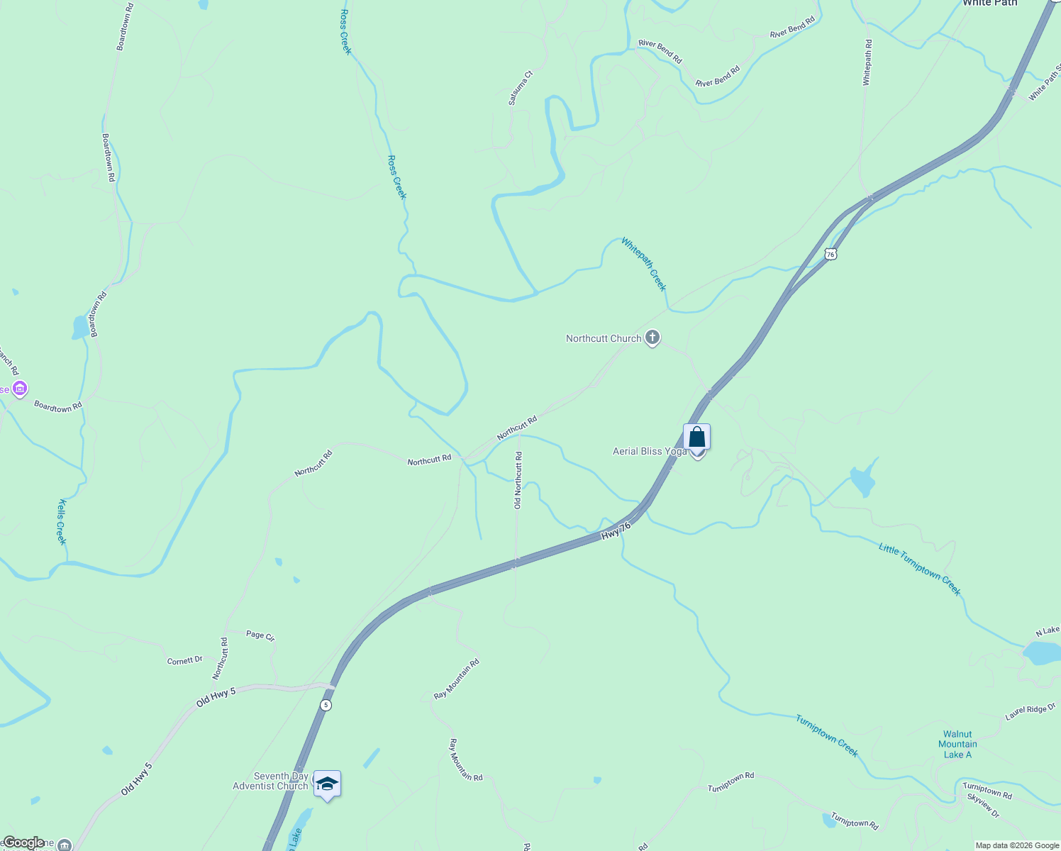 map of restaurants, bars, coffee shops, grocery stores, and more near 451 Old Northcutt Road in Ellijay
