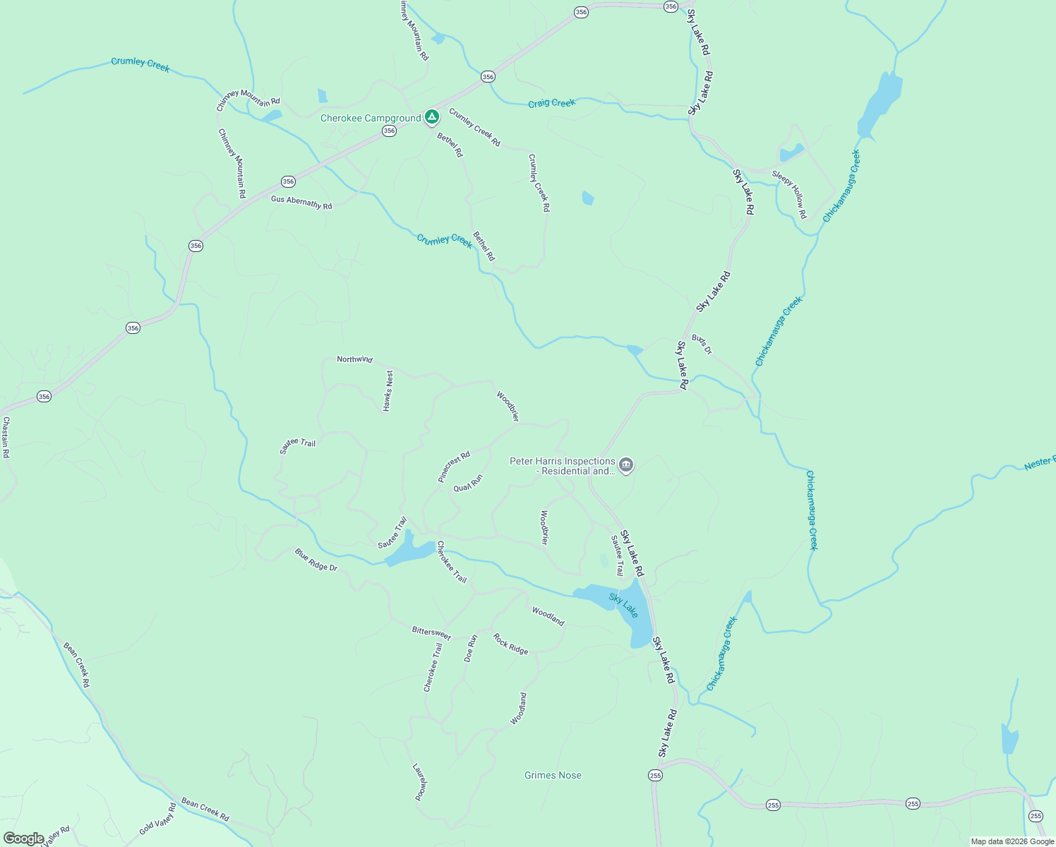 map of restaurants, bars, coffee shops, grocery stores, and more near 534 Pinecrest Road in Sautee Nacoochee