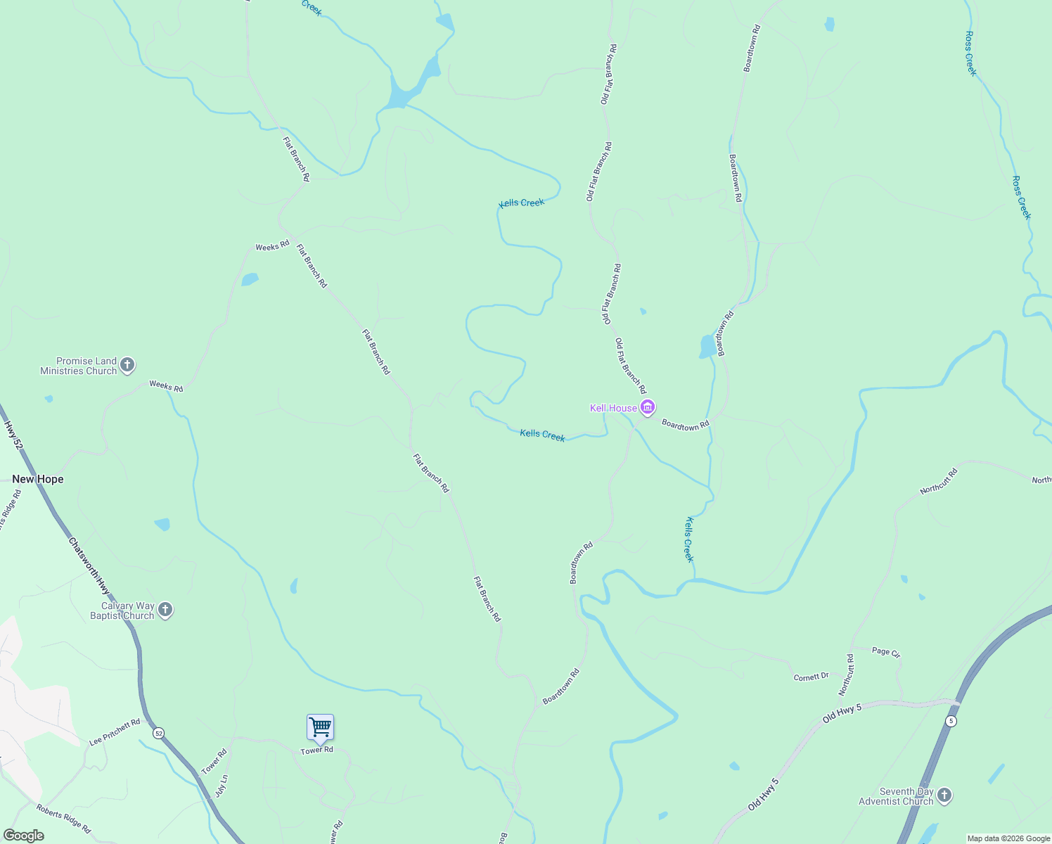 map of restaurants, bars, coffee shops, grocery stores, and more near Kells Ridge Drive in Ellijay