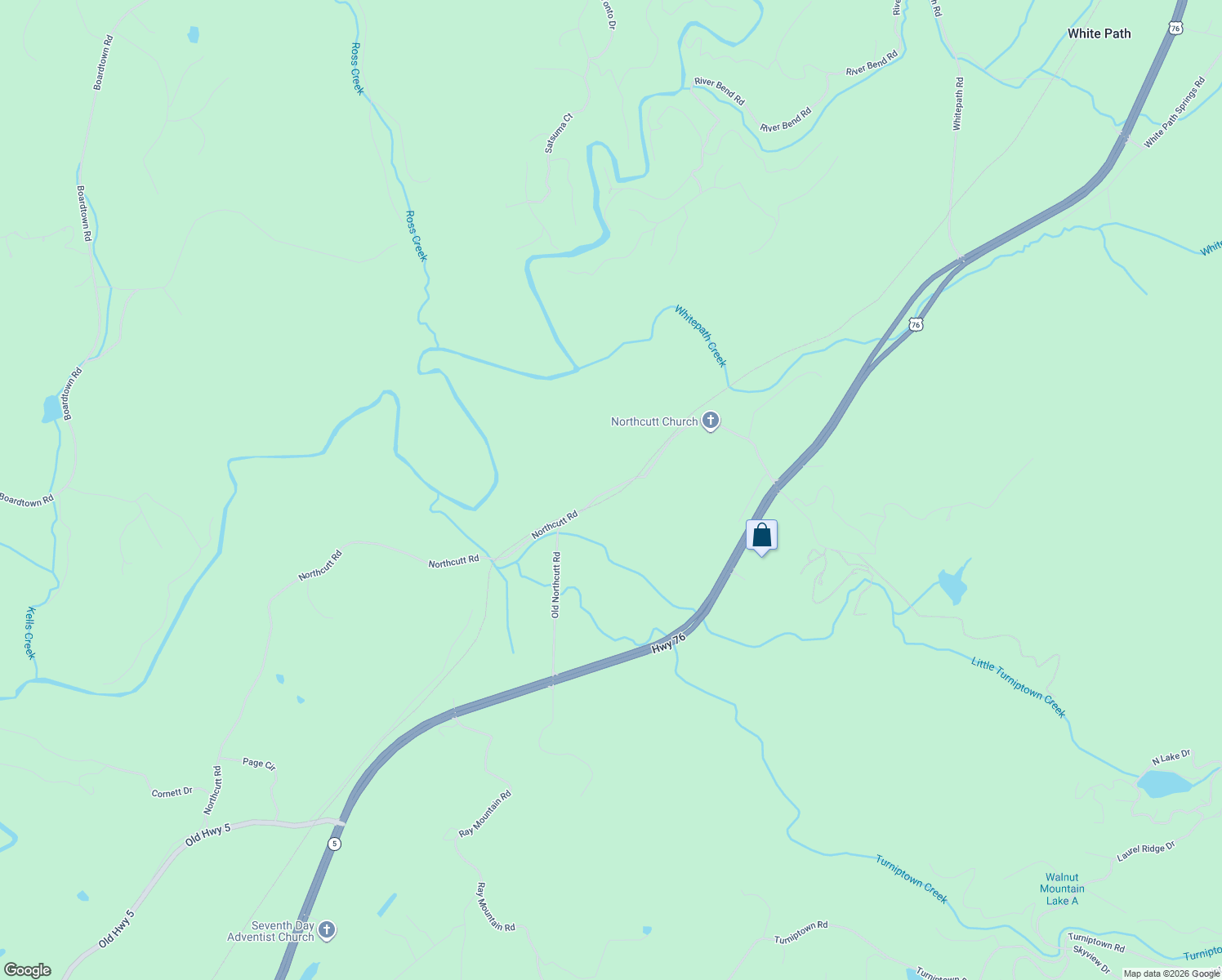 map of restaurants, bars, coffee shops, grocery stores, and more near Old Northcutt Road in Ellijay