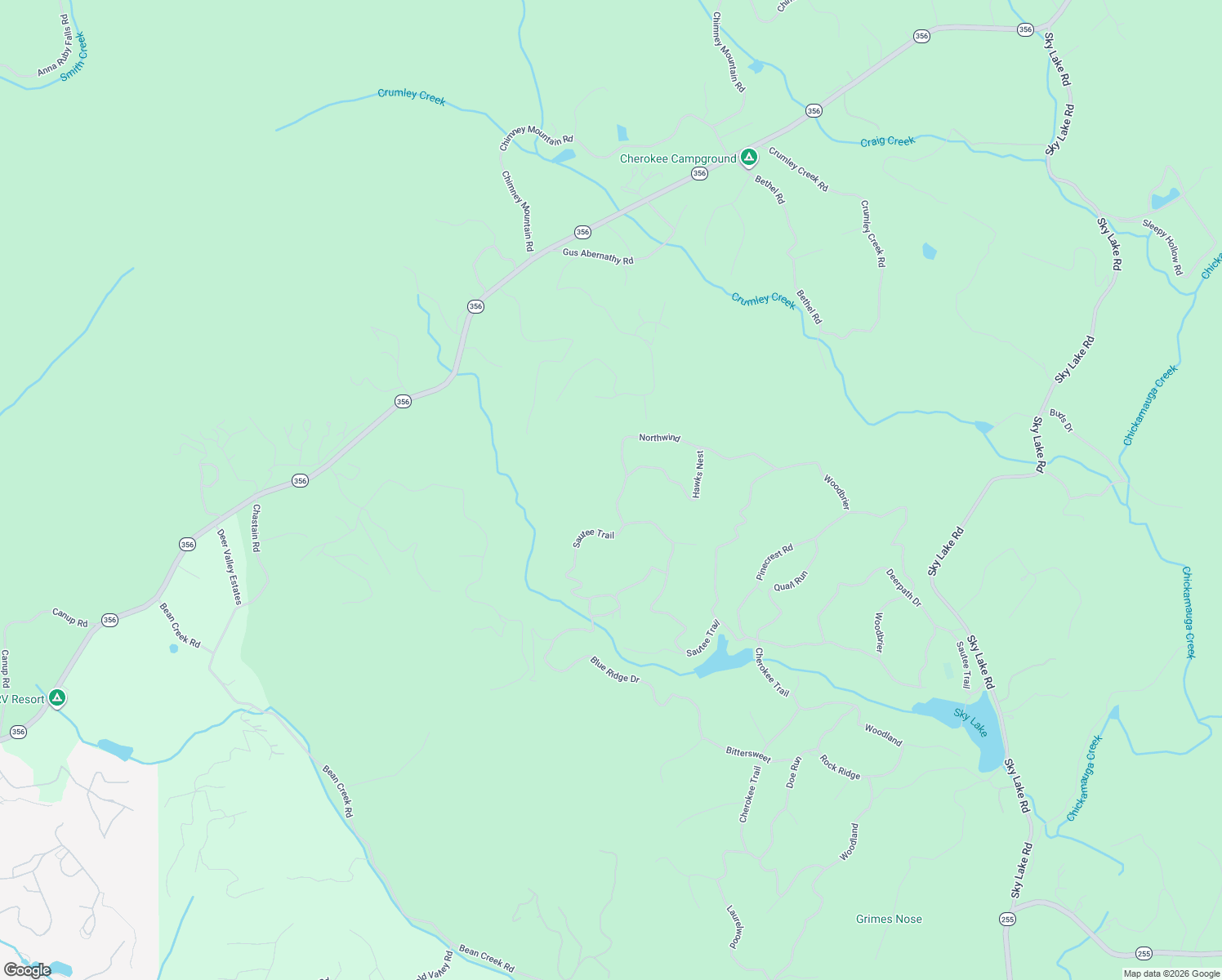 map of restaurants, bars, coffee shops, grocery stores, and more near 667 Northwind in Sautee Nacoochee