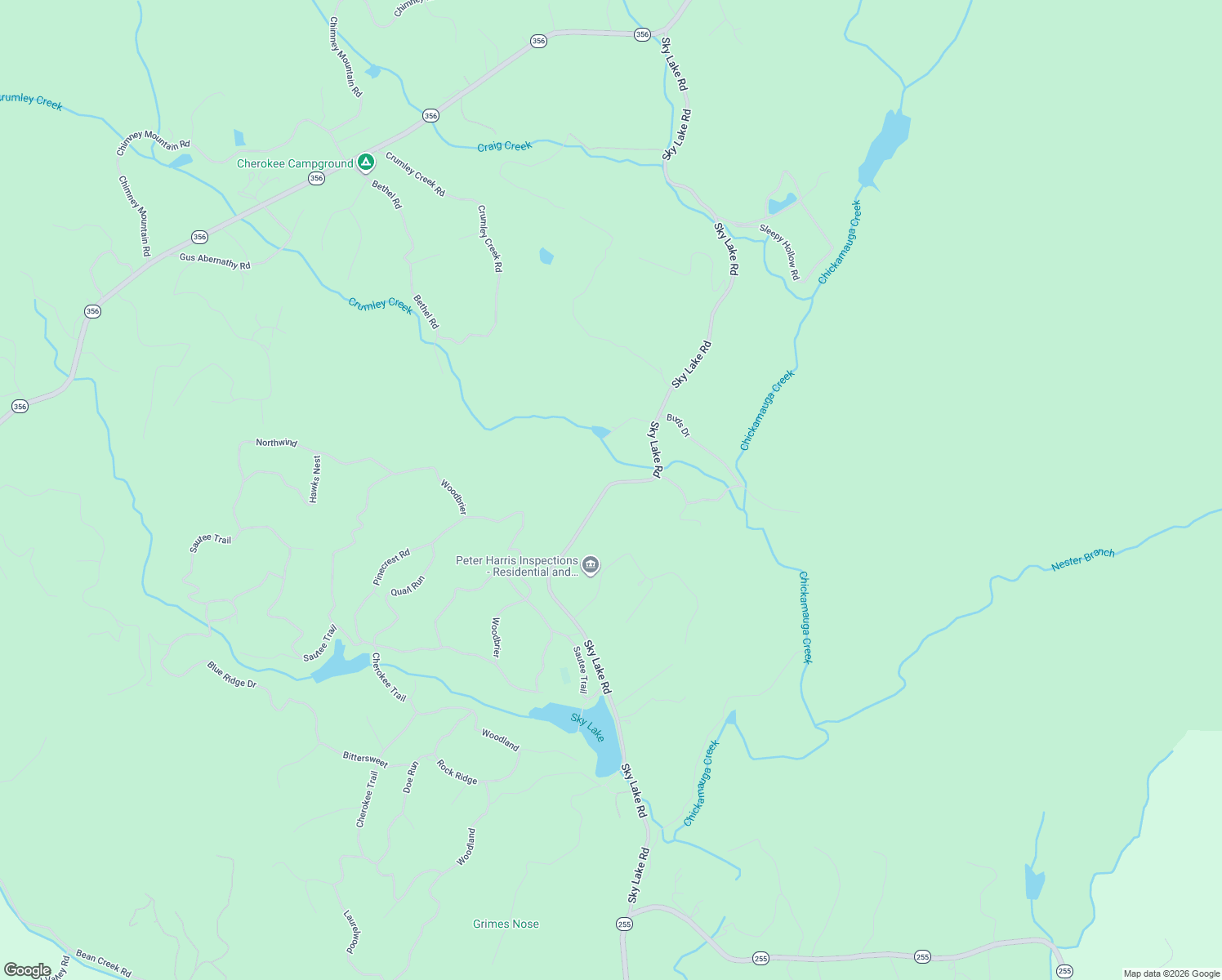 map of restaurants, bars, coffee shops, grocery stores, and more near 1410 Sky Lake Road in Sautee Nacoochee
