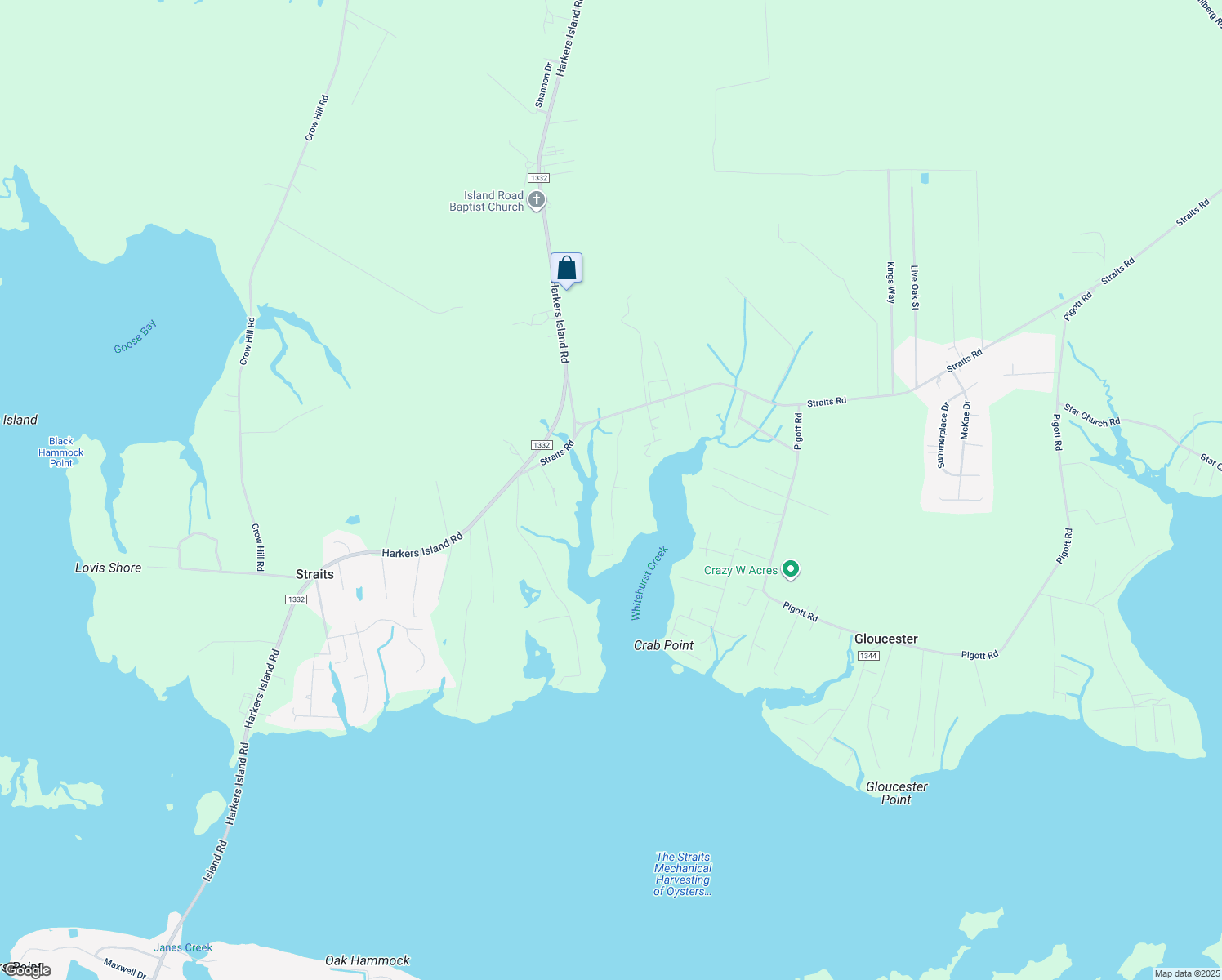 map of restaurants, bars, coffee shops, grocery stores, and more near 210 Landing Rd in Beaufort