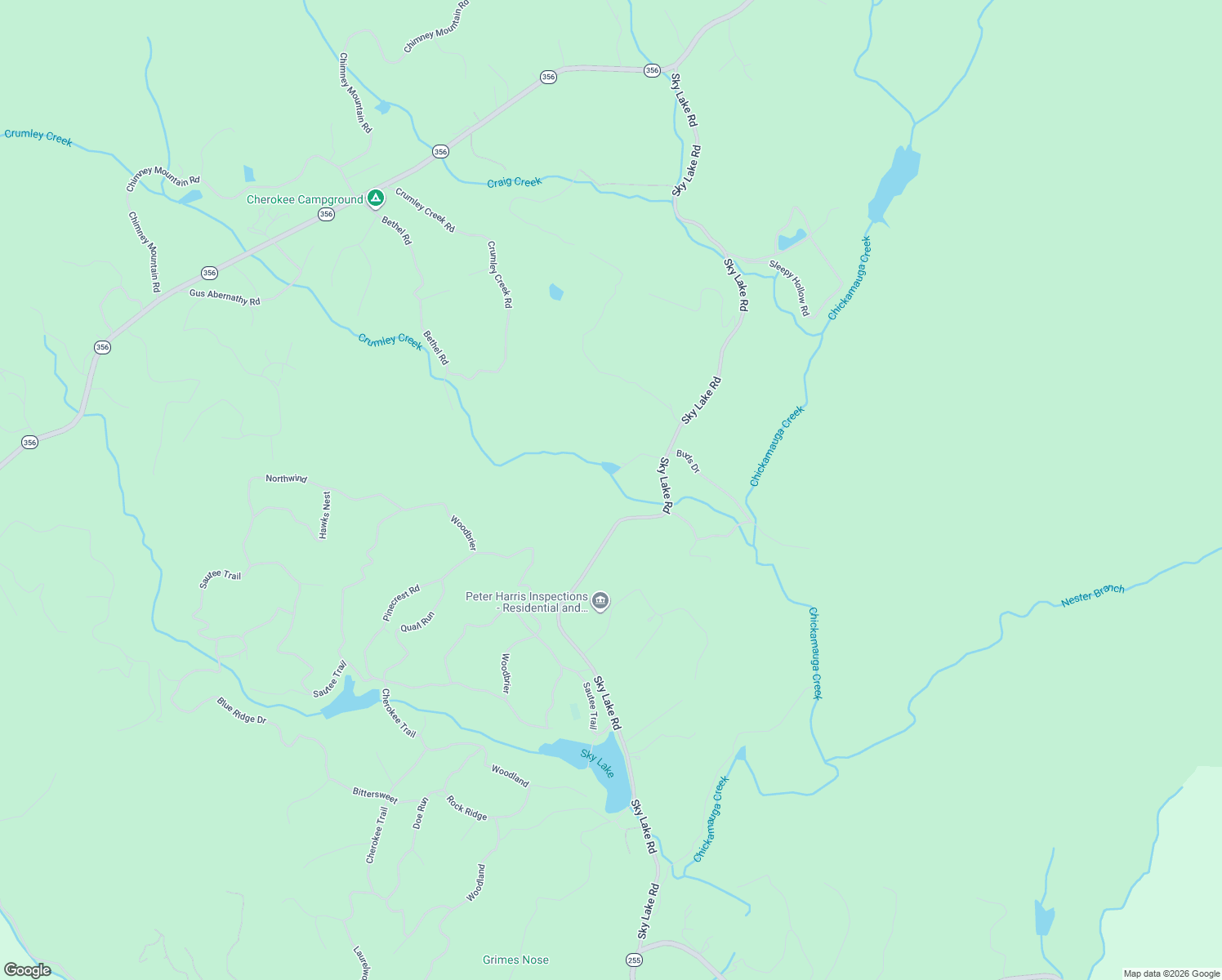 map of restaurants, bars, coffee shops, grocery stores, and more near 1365 Sky Lake Road in Sautee Nacoochee