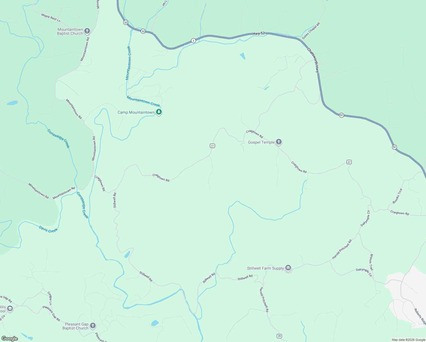 map of restaurants, bars, coffee shops, grocery stores, and more near 160 January Lane in Ellijay