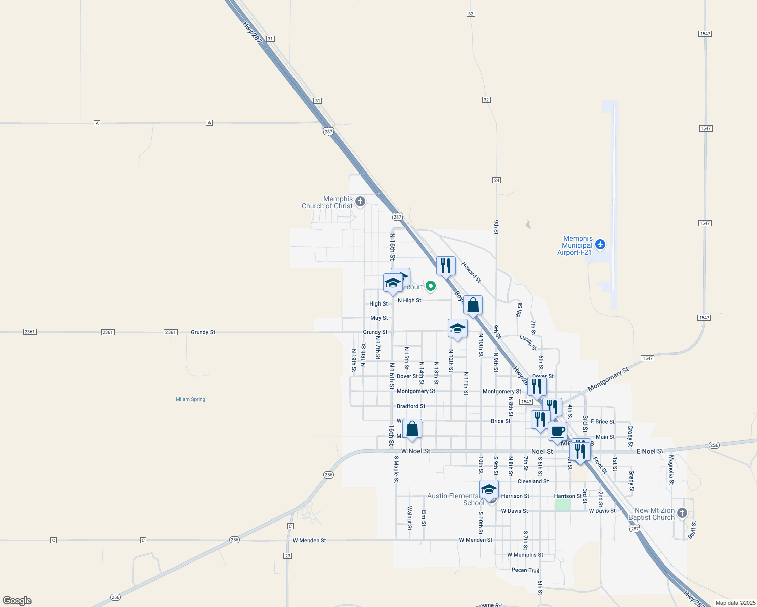 map of restaurants, bars, coffee shops, grocery stores, and more near 999 N 17th St in Memphis