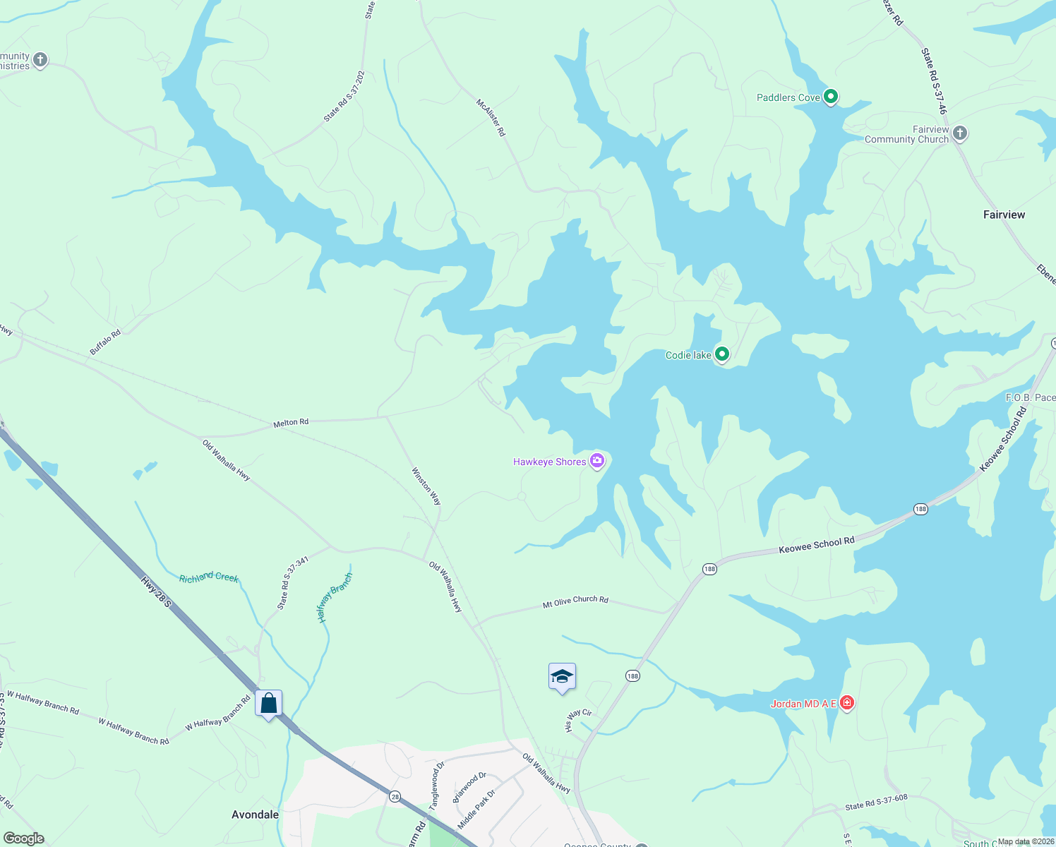 map of restaurants, bars, coffee shops, grocery stores, and more near in Seneca