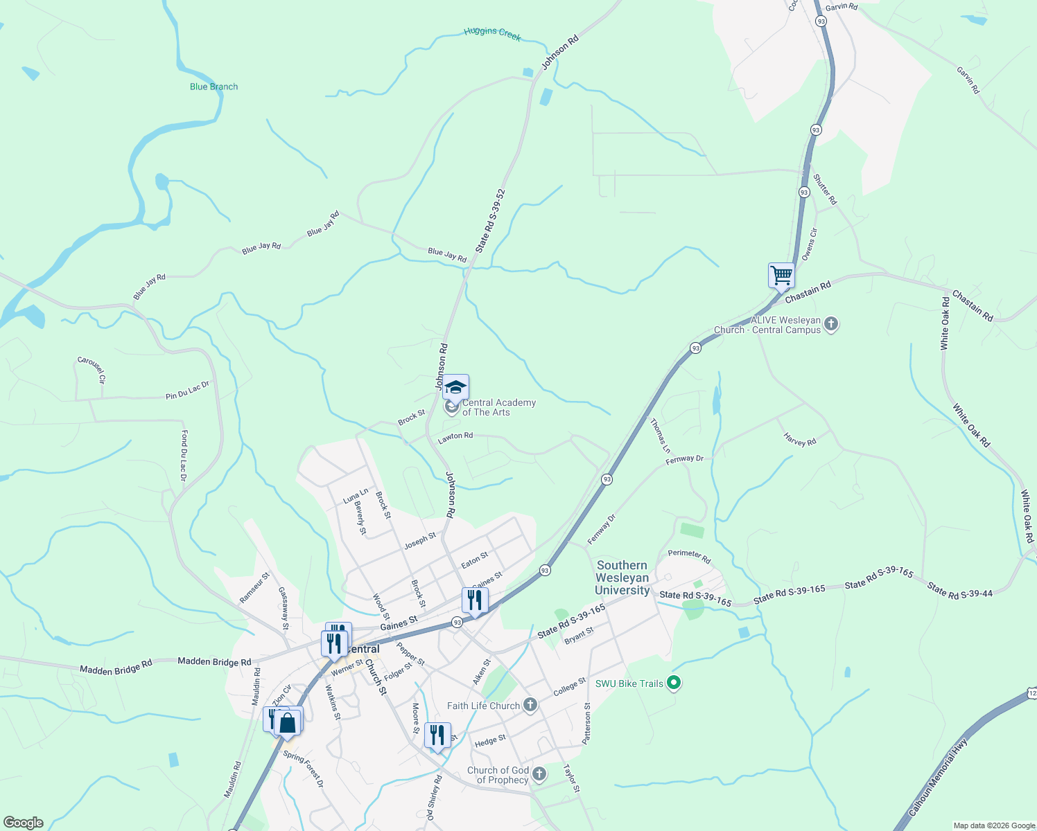 map of restaurants, bars, coffee shops, grocery stores, and more near 245 Lawton Rd in Central