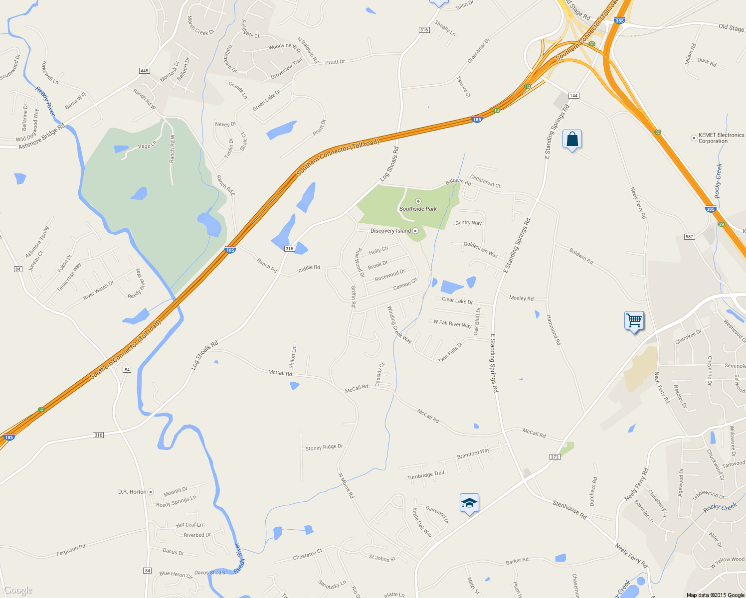 map of restaurants, bars, coffee shops, grocery stores, and more near 200 Cannon Circle in Greenville