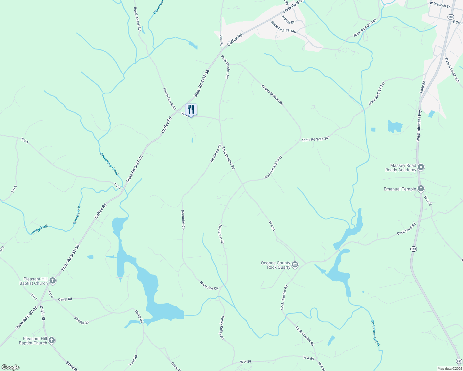 map of restaurants, bars, coffee shops, grocery stores, and more near 497 Nectarine Circle in Walhalla