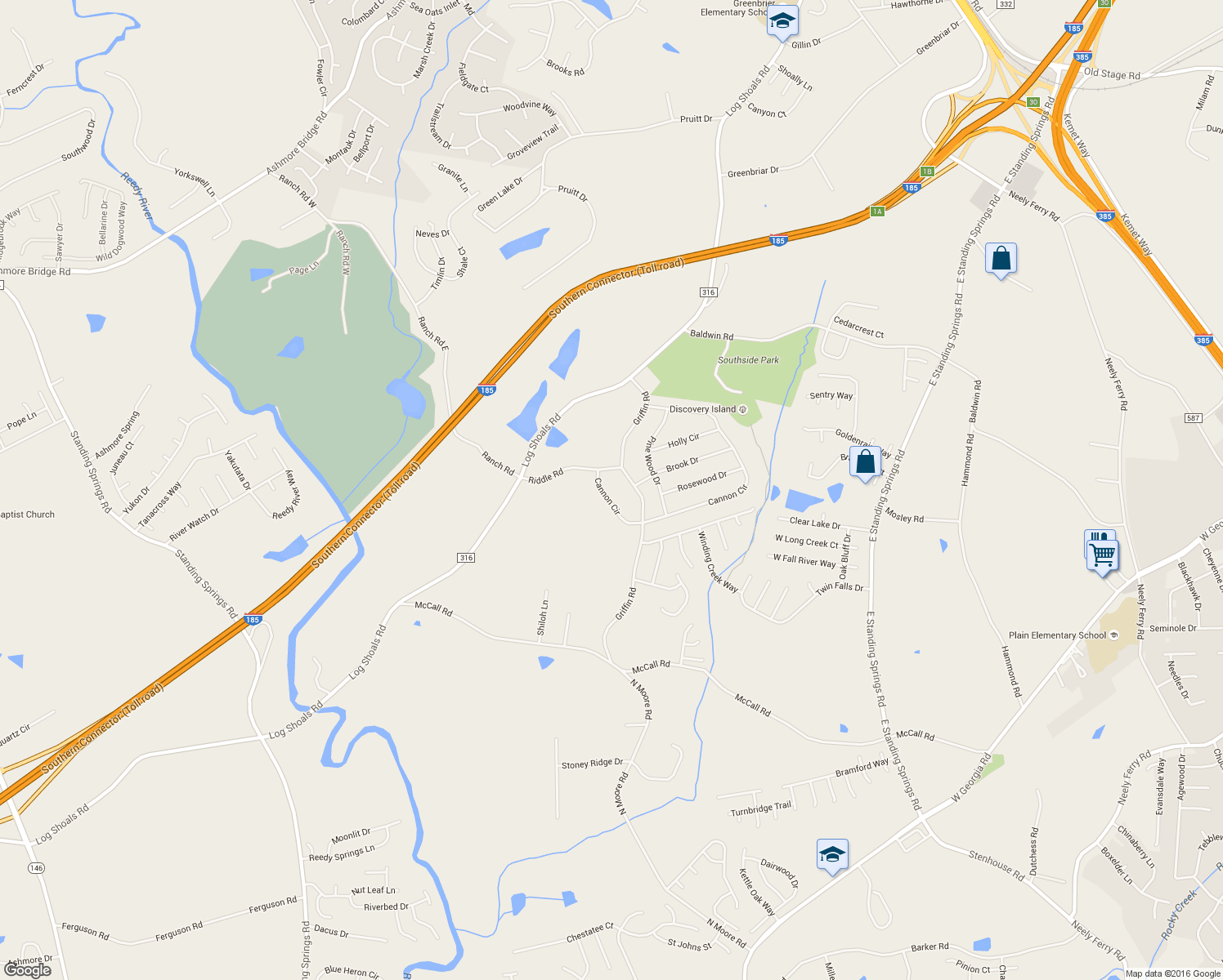 map of restaurants, bars, coffee shops, grocery stores, and more near 7 Cannon Circle in Greenville