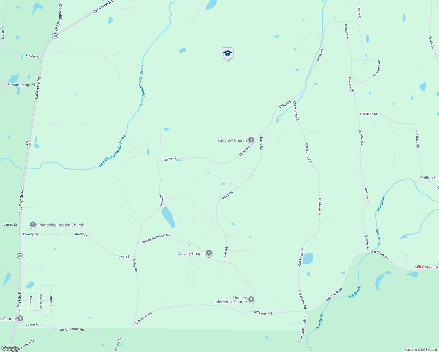 map of restaurants, bars, coffee shops, grocery stores, and more near 2950 Davis Road in Rocky Face