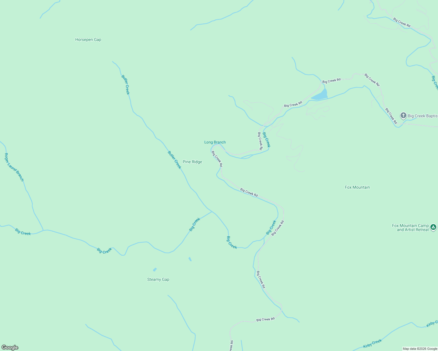 map of restaurants, bars, coffee shops, grocery stores, and more near 106 Butler Creek Road in Cherry Log