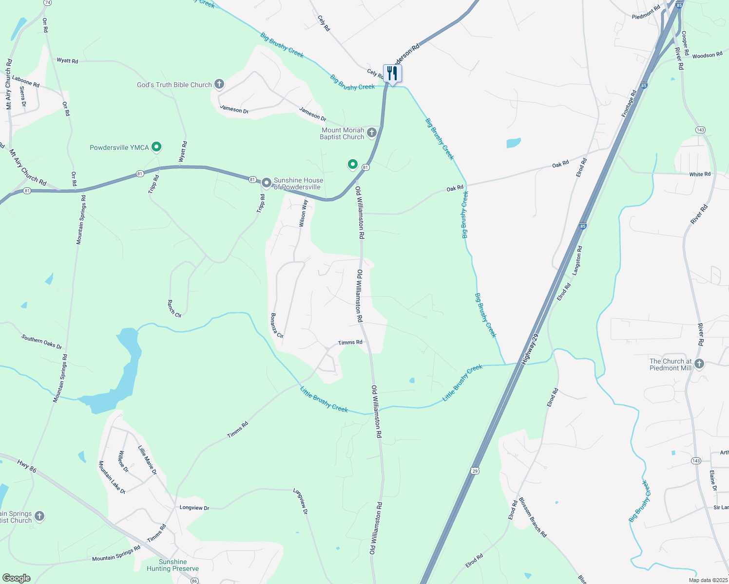 map of restaurants, bars, coffee shops, grocery stores, and more near 105 Sydney Lane in Piedmont