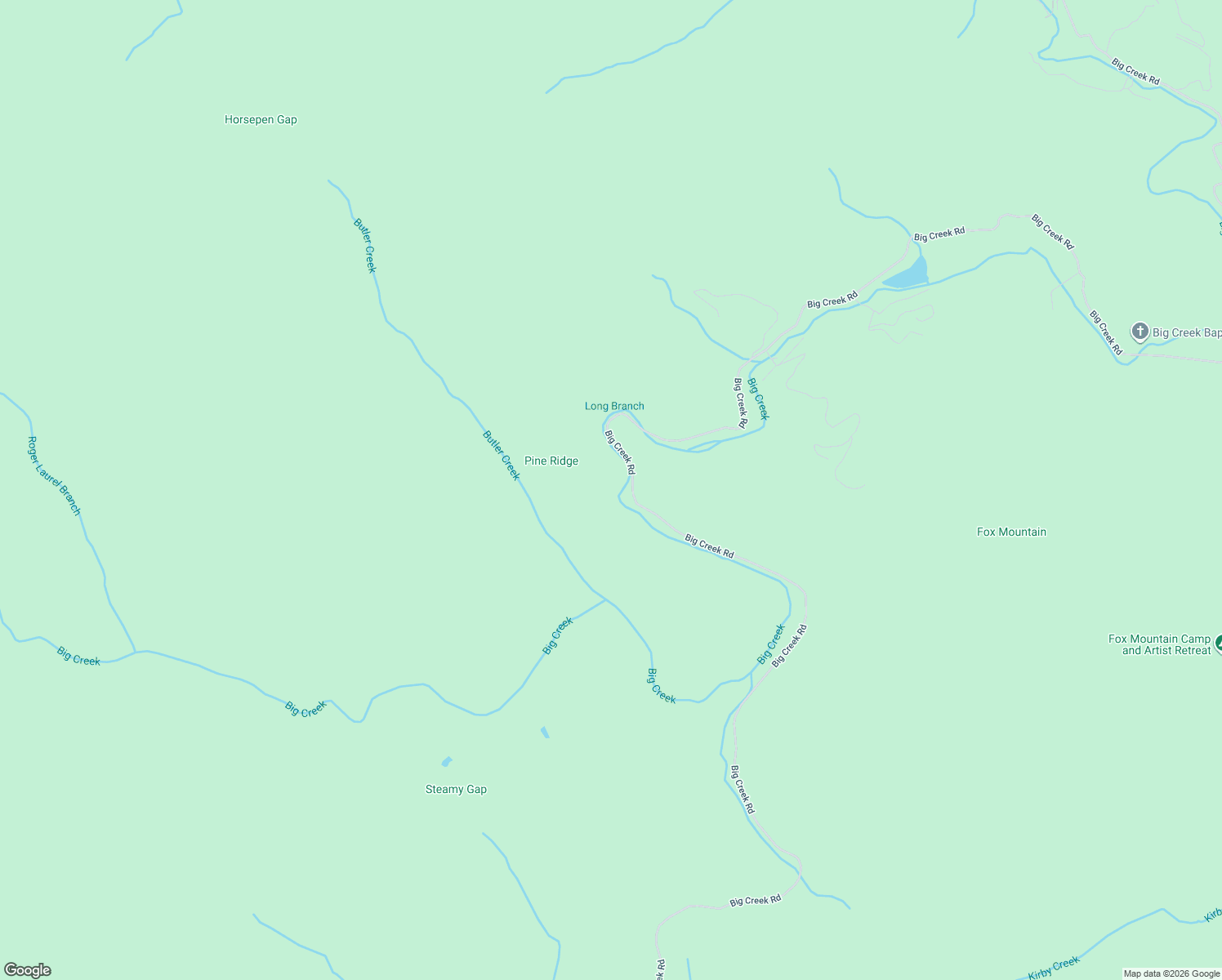 map of restaurants, bars, coffee shops, grocery stores, and more near 106 Butler Creek Road in Cherry Log