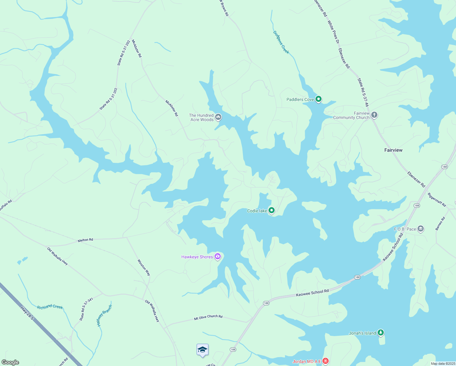 map of restaurants, bars, coffee shops, grocery stores, and more near 111 Keowee Overlook Road in West Union