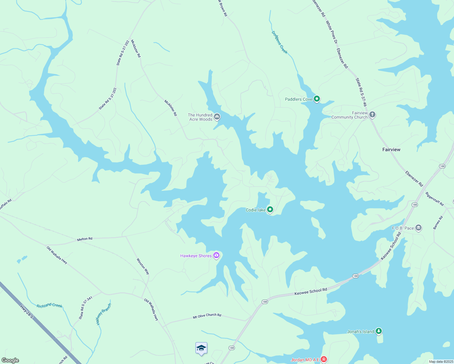 map of restaurants, bars, coffee shops, grocery stores, and more near 111 Keowee Overlook Road in West Union