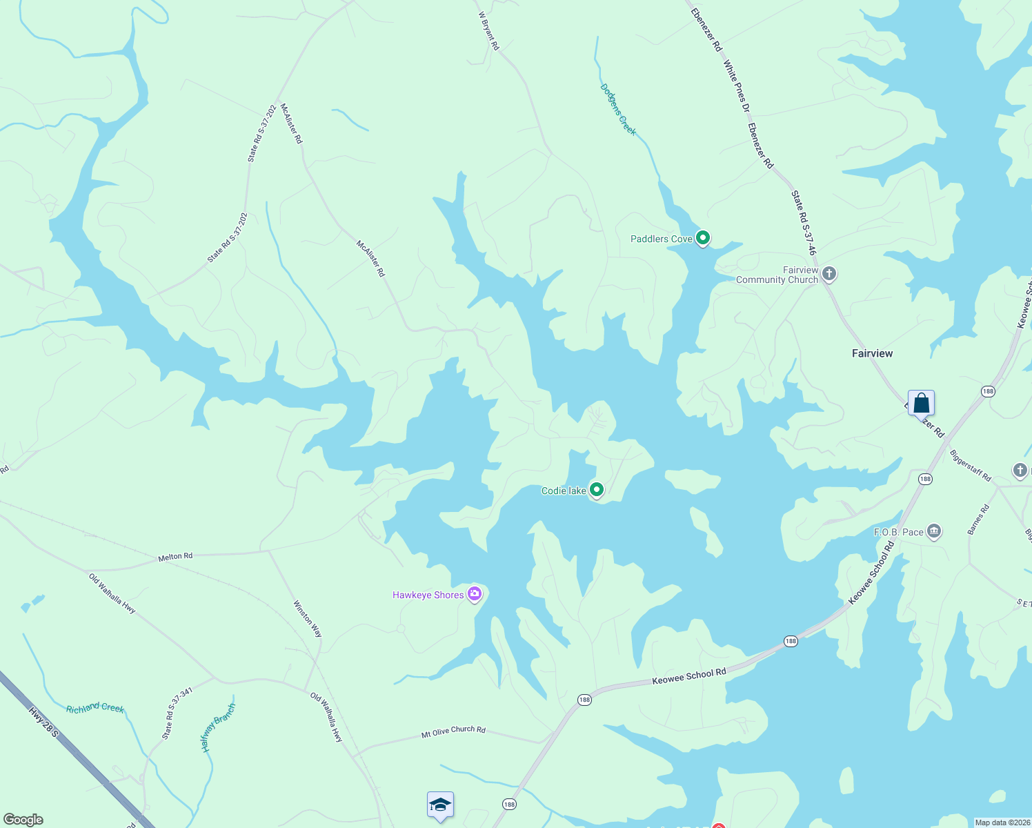 map of restaurants, bars, coffee shops, grocery stores, and more near 338 McAlister Road in West Union