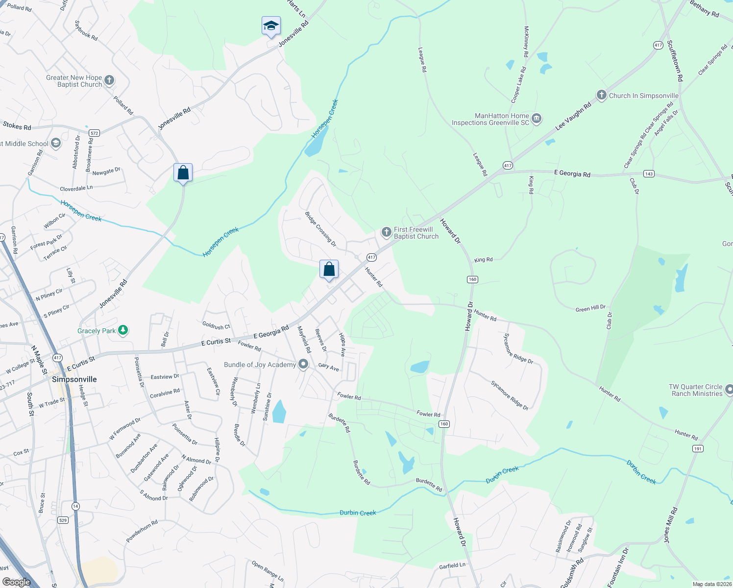 map of restaurants, bars, coffee shops, grocery stores, and more near 60 Magnolia Crest Drive in Simpsonville