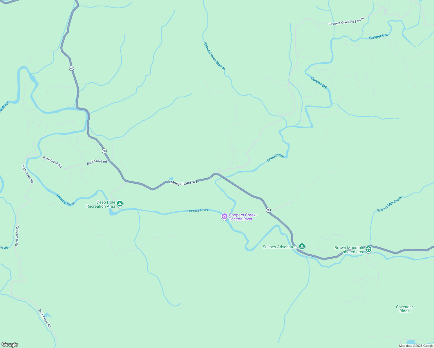 map of restaurants, bars, coffee shops, grocery stores, and more near 5 Coopers Creek Road in Suches