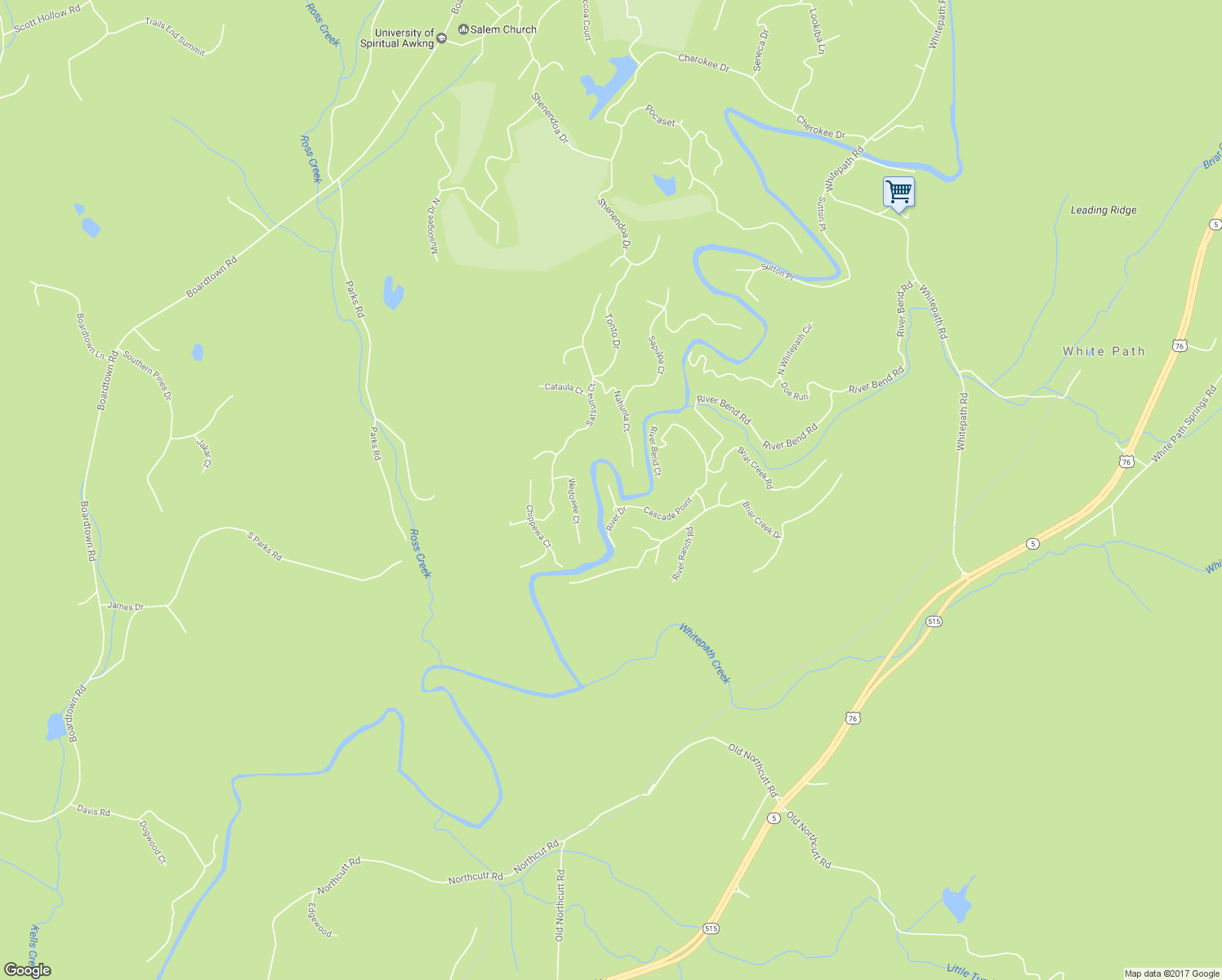 map of restaurants, bars, coffee shops, grocery stores, and more near 408 Cascade Point in Ellijay