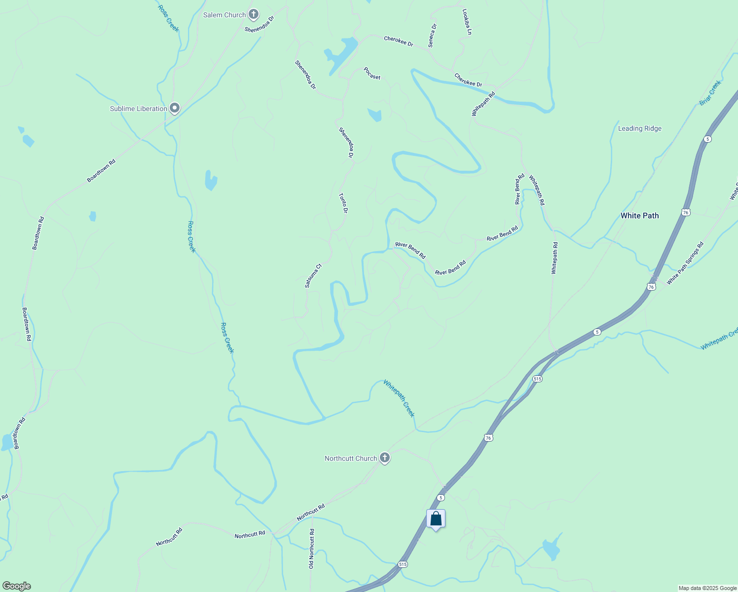 map of restaurants, bars, coffee shops, grocery stores, and more near 425 River Bend Road in Ellijay