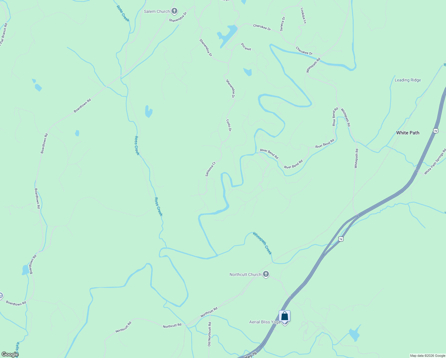 map of restaurants, bars, coffee shops, grocery stores, and more near 408 Cascade Point in Ellijay