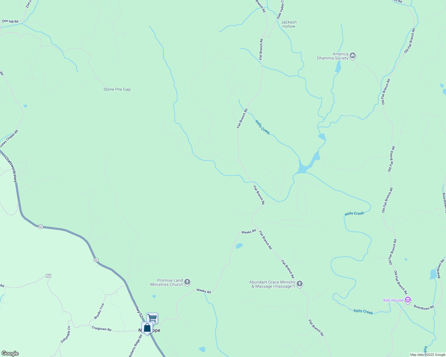 map of restaurants, bars, coffee shops, grocery stores, and more near 2453 Flat Branch Road in Ellijay