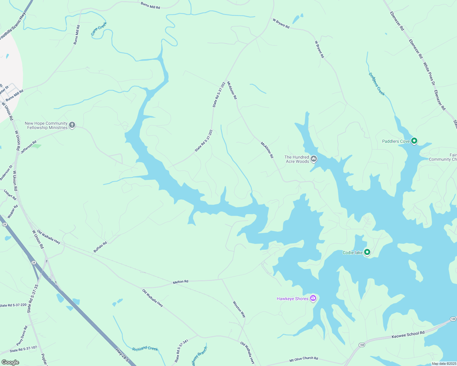 map of restaurants, bars, coffee shops, grocery stores, and more near 296 Harbor Drive in West Union