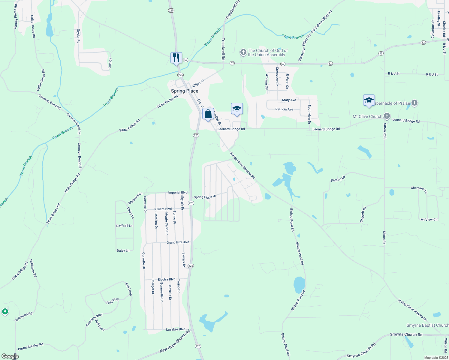 map of restaurants, bars, coffee shops, grocery stores, and more near 1178 Hwy 225 S in Chatsworth