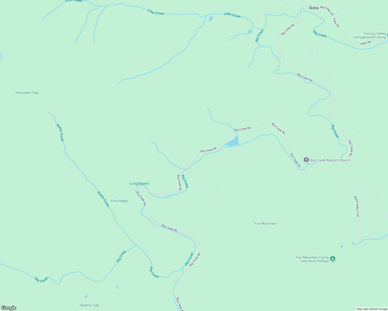 map of restaurants, bars, coffee shops, grocery stores, and more near 14081 Big Creek Road in Cherry Log