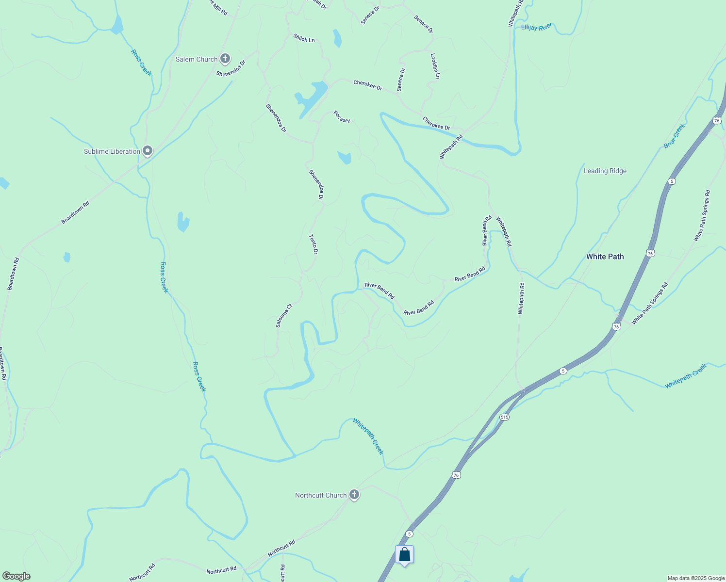 map of restaurants, bars, coffee shops, grocery stores, and more near 425 River Bend Road in Ellijay