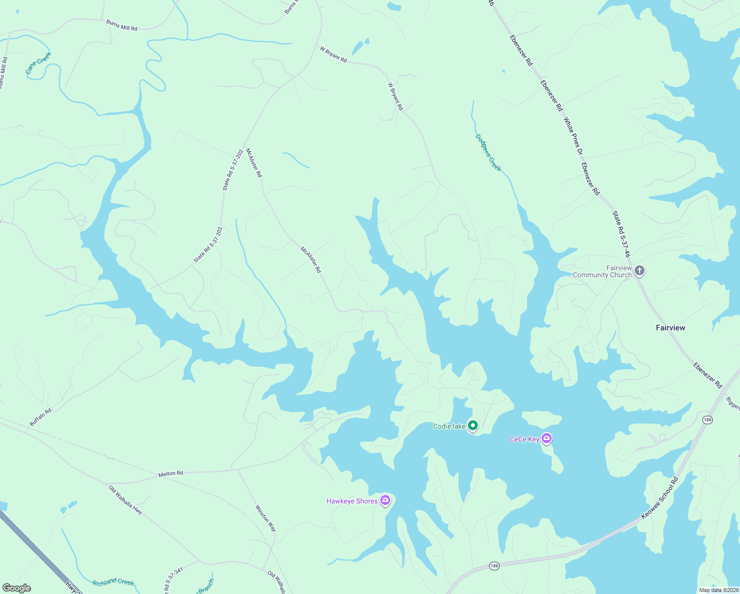 map of restaurants, bars, coffee shops, grocery stores, and more near 220 McAlister Road in West Union