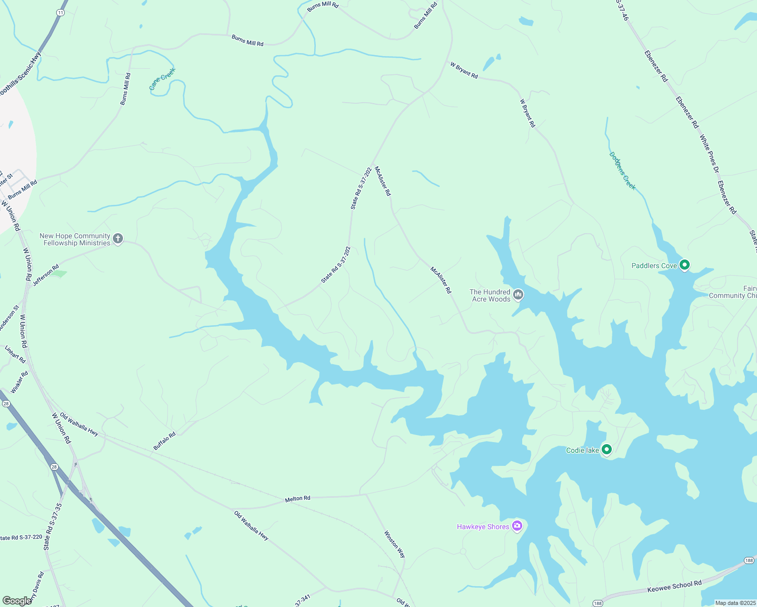 map of restaurants, bars, coffee shops, grocery stores, and more near 206 Harbor Drive in West Union