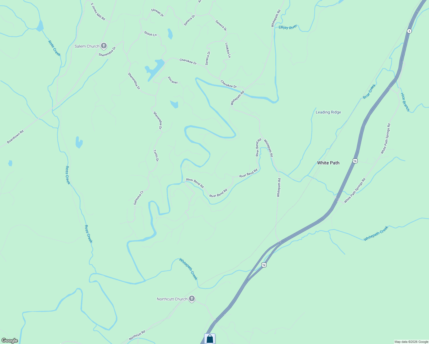 map of restaurants, bars, coffee shops, grocery stores, and more near 498 Doe Run in Ellijay